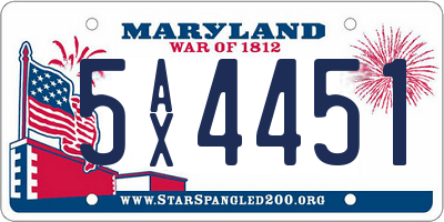 MD license plate 5AX4451