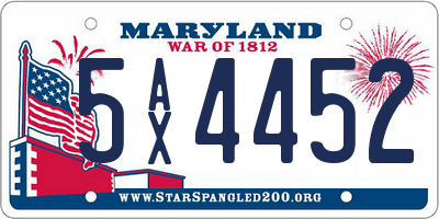 MD license plate 5AX4452