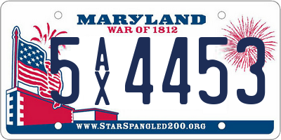 MD license plate 5AX4453