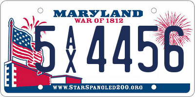 MD license plate 5AX4456