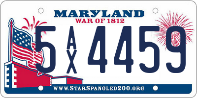 MD license plate 5AX4459