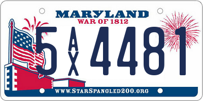 MD license plate 5AX4481