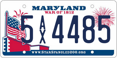 MD license plate 5AX4485