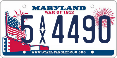 MD license plate 5AX4490
