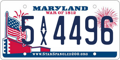 MD license plate 5AX4496