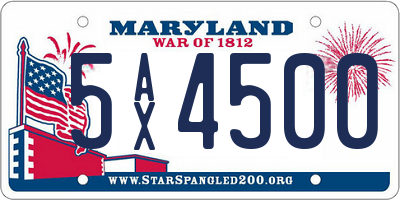 MD license plate 5AX4500