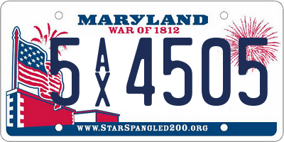MD license plate 5AX4505