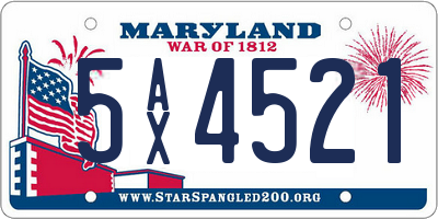 MD license plate 5AX4521