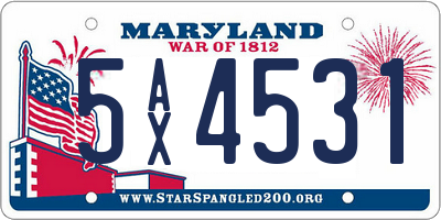 MD license plate 5AX4531