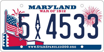 MD license plate 5AX4533