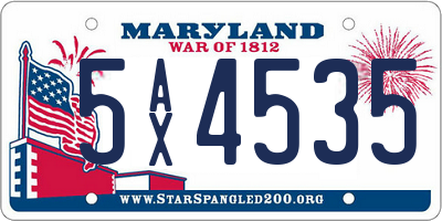 MD license plate 5AX4535