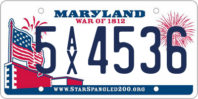 MD license plate 5AX4536