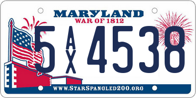 MD license plate 5AX4538
