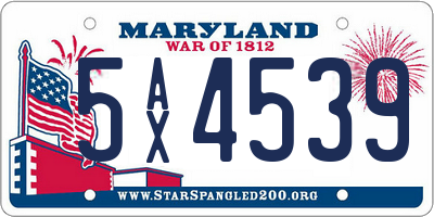 MD license plate 5AX4539