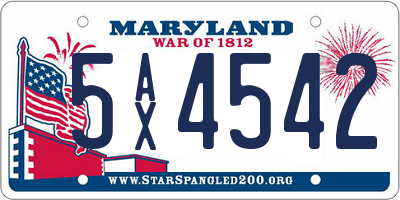 MD license plate 5AX4542