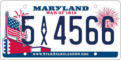 MD license plate 5AX4566