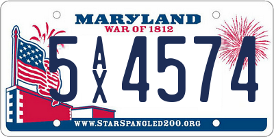 MD license plate 5AX4574