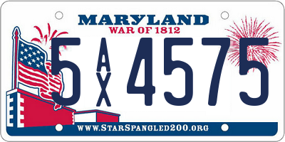 MD license plate 5AX4575