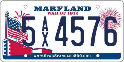 MD license plate 5AX4576