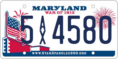 MD license plate 5AX4580