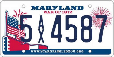 MD license plate 5AX4587