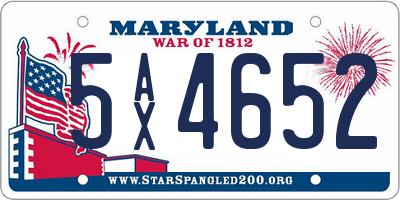 MD license plate 5AX4652