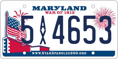 MD license plate 5AX4653