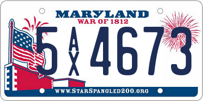 MD license plate 5AX4673