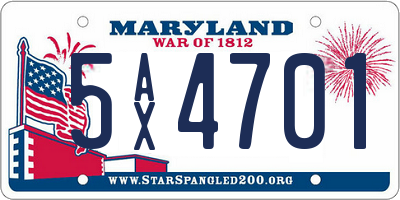MD license plate 5AX4701