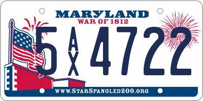 MD license plate 5AX4722
