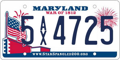 MD license plate 5AX4725
