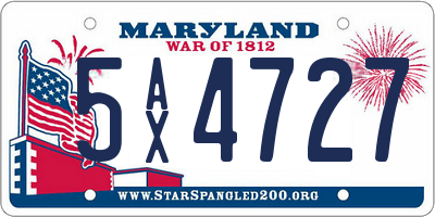 MD license plate 5AX4727