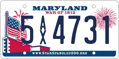 MD license plate 5AX4731