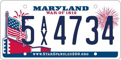 MD license plate 5AX4734