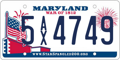 MD license plate 5AX4749