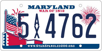 MD license plate 5AX4762