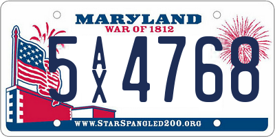 MD license plate 5AX4768
