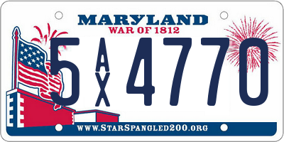 MD license plate 5AX4770