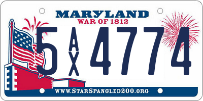 MD license plate 5AX4774