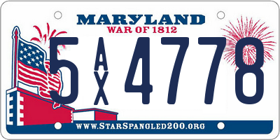 MD license plate 5AX4778