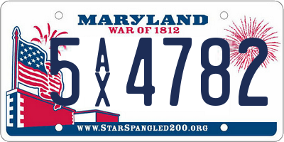 MD license plate 5AX4782