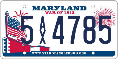 MD license plate 5AX4785