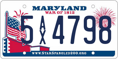 MD license plate 5AX4798
