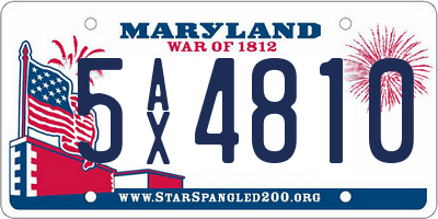 MD license plate 5AX4810
