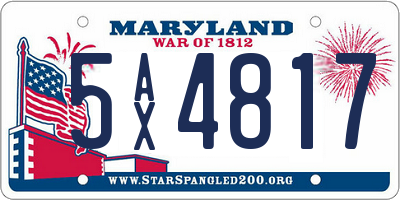 MD license plate 5AX4817