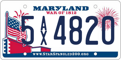 MD license plate 5AX4820