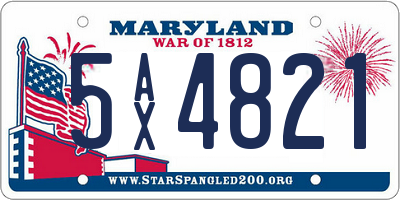 MD license plate 5AX4821