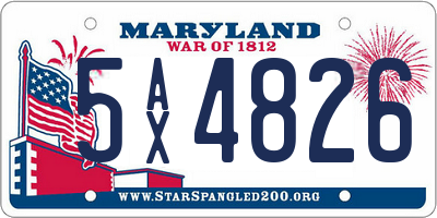 MD license plate 5AX4826