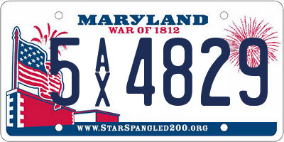 MD license plate 5AX4829
