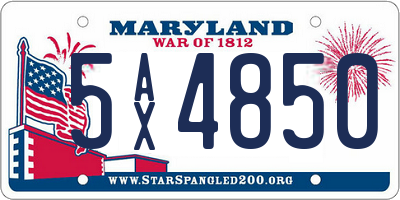 MD license plate 5AX4850